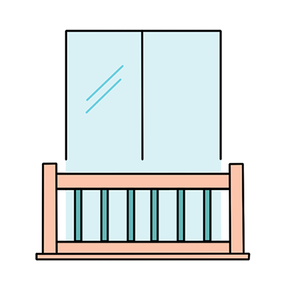 Balcony, terrace lineal color icon