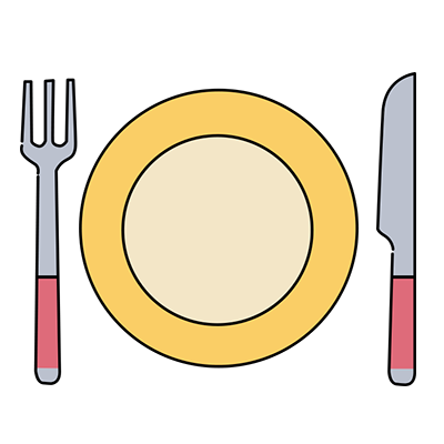 Fork plate knife lineal color icon