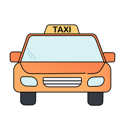 Yellow and orange taxi lineal color icon