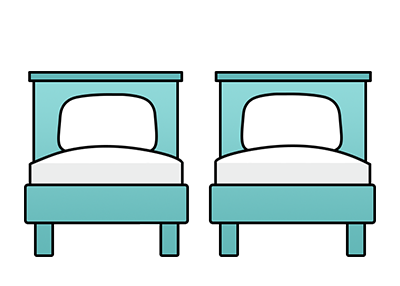 2 single beds lineal color icon